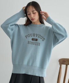 earth music&ecology 【洗濯機洗い可】スウェットライクロゴニットプルオーバー