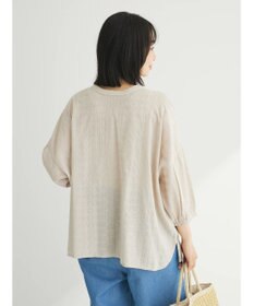 Green Parks インド綿 SET２点 刺繍７分丈ブラウス＋タンクトップ