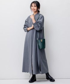 23区 【洗える】ウールストレッチツイル シャツワンピース