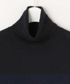 自由区 L 【洗える】シルクウールリブタートルネック ニット