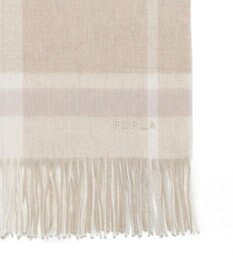 MOONBAT FURLA ウール混 超大判ラメ入りブロックチェックストールマフラー／幅70cm