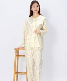 Wing パジャマ 長袖 長ズボン 綿混(本体) ジャカード天竺素材 レディース EP8073 ウイング／ワコール