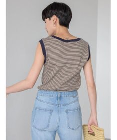 AMERICAN HOLIC ミジンボーダーノースリーブカットプルオーバー