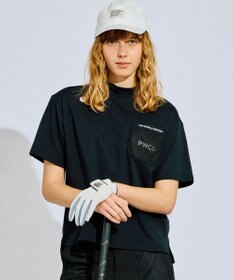 PW CIRCULUS 【吸水速乾 / UV遮蔽率99% UVカット / ストレッチ】【WOMEN】メッシュポケットモックネックT ゴルフウェア レディース ブラック系