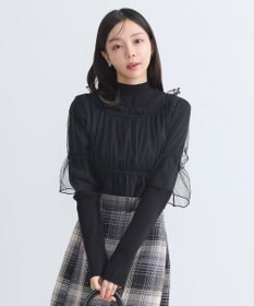 earth music&ecology ＳＥＴ２点リブニットインナー＋チュールプルオーバー