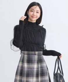 earth music&ecology ＳＥＴ２点リブニットインナー＋チュールプルオーバー