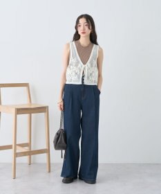 earth music&ecology フラワー刺繍メッシュベスト