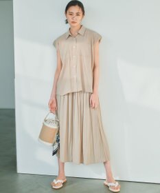 組曲 ギャザーライトデシン パンツ ベージュ系