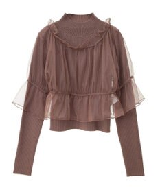 earth music&ecology ＳＥＴ２点リブニットインナー＋チュールプルオーバー