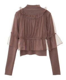 earth music&ecology ＳＥＴ２点リブニットインナー＋チュールプルオーバー