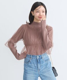 earth music&ecology ＳＥＴ２点リブニットインナー＋チュールプルオーバー