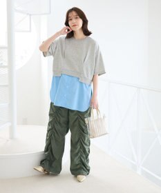 Green Parks 裾タックミニ裏毛シャツドッキングチュニック