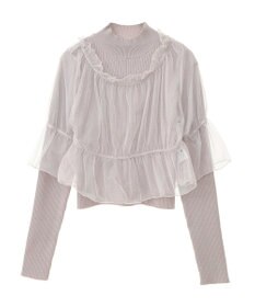 earth music&ecology ＳＥＴ２点リブニットインナー＋チュールプルオーバー