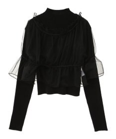 earth music&ecology ＳＥＴ２点リブニットインナー＋チュールプルオーバー