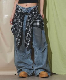 WEGO フェイクシャツスリーブデニム