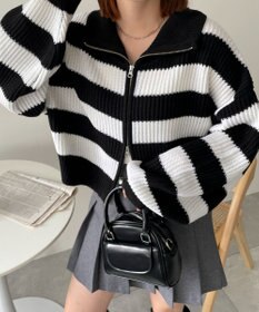 WEGO ダブルジップショートニットブルゾン