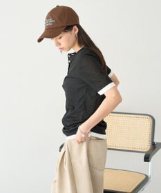 earth music&ecology シアーレイヤード風5分袖プルオーバー