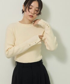 Green Parks もちやわ袖口釦リブニットプルオーバー