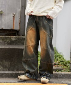 WEGO スーパービッグバレルレッグデニムパンツ
