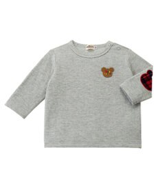 MIKI HOUSE HOT BISCUITS 【70-110cm】 エルボーパッチ 接結天竺長袖Tシャツ
