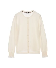 DAKS キュプラ混クルーネックカーディガン ミニフリル袖