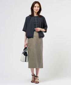 J.PRESS LADIES 【一枚で着映え】キュプラチェック  5分袖 ブラウス