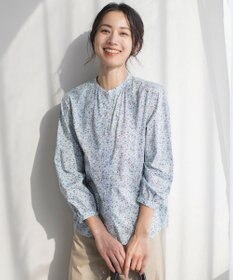 J.PRESS LADIES L 【洗える】Liberty Lilibet＆Hannah Rose バンドカラー ブラウス