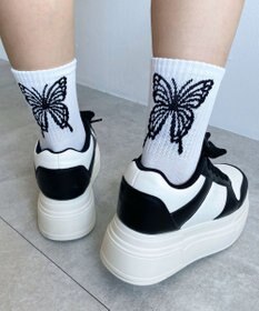 WEGO バックバタフライクルーソックス