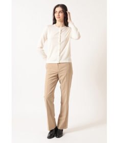 DAKS キュプラ混クルーネックカーディガン ミニフリル袖