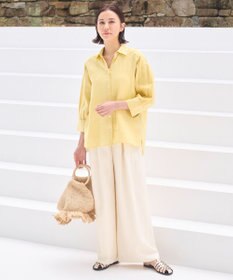 自由区 【XSサイズ～/洗える/セット可】キュプラリネンシャンタン ワイドパンツ