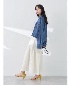 earth music&ecology エンボスフラワー　切替ボリュームスカート