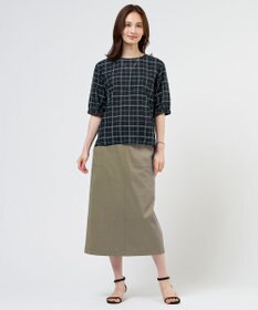 J.PRESS LADIES 【一枚で着映え】キュプラチェック  5分袖 ブラウス