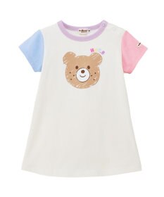 MIKI HOUSE HOT BISCUITS 【80-120cm】カラフルビーンズ フェイスプリント 半袖ワンピース