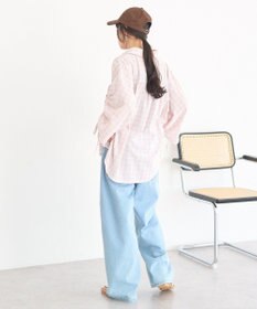 earth music&ecology シャーリングスリーブチェックシャツ