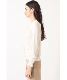 DAKS キュプラ混クルーネックカーディガン ミニフリル袖