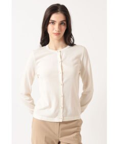 DAKS キュプラ混クルーネックカーディガン ミニフリル袖