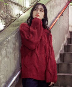 Tiaclasse 【洗える】ケーブルミックス編みニットトップス