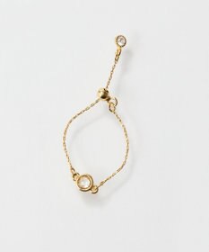 Phoebe ≪サイズ調整可能≫【金属アレルギー対応】プチベゼルストーンチェーンリング　ゴールド