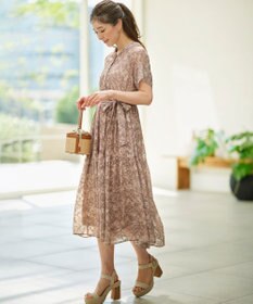 組曲 S 【WEB限定】フラワーボーダージャガードプリント ワンピース