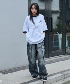 WEGO 【ユニセックス着用ITEM/MLサイズ展開】アクセ付きリンガーグラフィックT（SS）