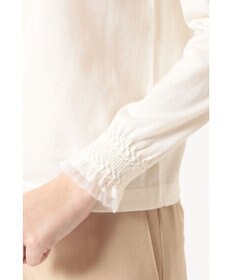 DAKS キュプラ混クルーネックカーディガン ミニフリル袖