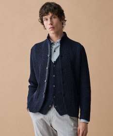 JOSEPH ABBOUD 【エコ素材和紙使用・日本素材】和紙杢メッシュクルーネック ニットジャケット