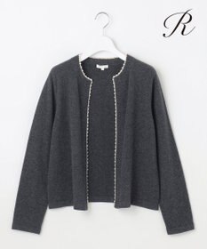 23区 L 【R(アール)】ウールカシミヤ パールトリム カーディガン