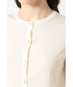 DAKS キュプラ混クルーネックカーディガン ミニフリル袖