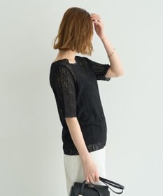 YECCA VECCA 5分袖レースシアートップス
