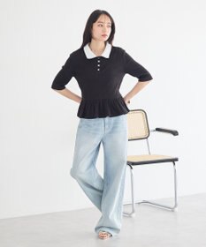 earth music&ecology ダブル衿ペプラムプルオーバー