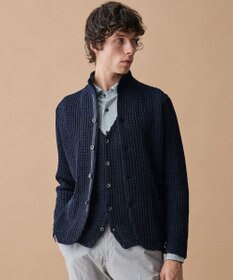 JOSEPH ABBOUD 【エコ素材和紙使用・日本素材】和紙杢メッシュクルーネック ニットジャケット