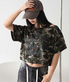 WEGO グラフィックオフショルショートT