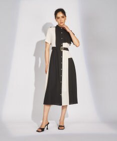 GRACE CONTINENTAL プリーツ配色ワンピース