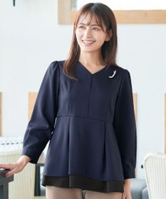 Tiaclasse L 【洗える】レイヤードヘムペプラムブラウス